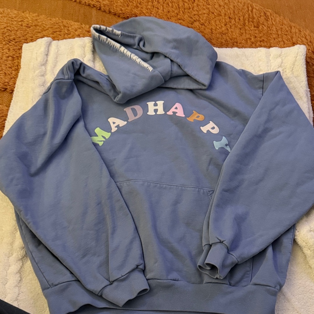 Madhappy Hoodie in Soft Blue with Multicolor Logo